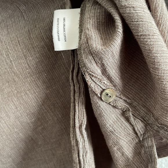 Eileen Fisher Petite Tunic Shirt Sz PM Organic Cotton 3/4 Sleeve Brown - Picture 8 of 9